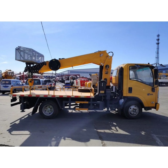 Автовышка с краном Isuzu Elf, 4х2, 128 л.с., 23 метра, 5 тонн 