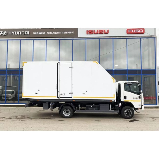 Автомобиль cо cдвижной плaтфoрмoй, лeбедкой и фургoнoм Isuzu, 4x2, 29 м3