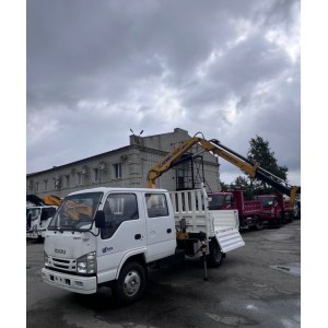 Бортовой грузовик Isuzu Elf с КМУ XCMG, 4x2, 155 л.с., 6,4 тонн