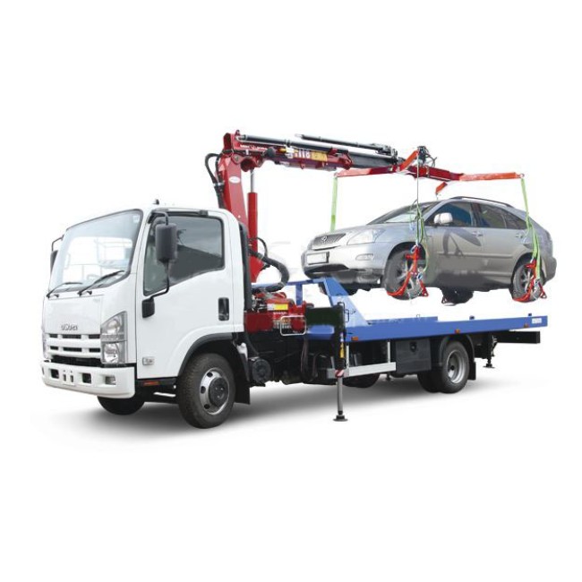 Эвакуатор ISUZU NQR90L с краном-манипулятором и прямой платформой